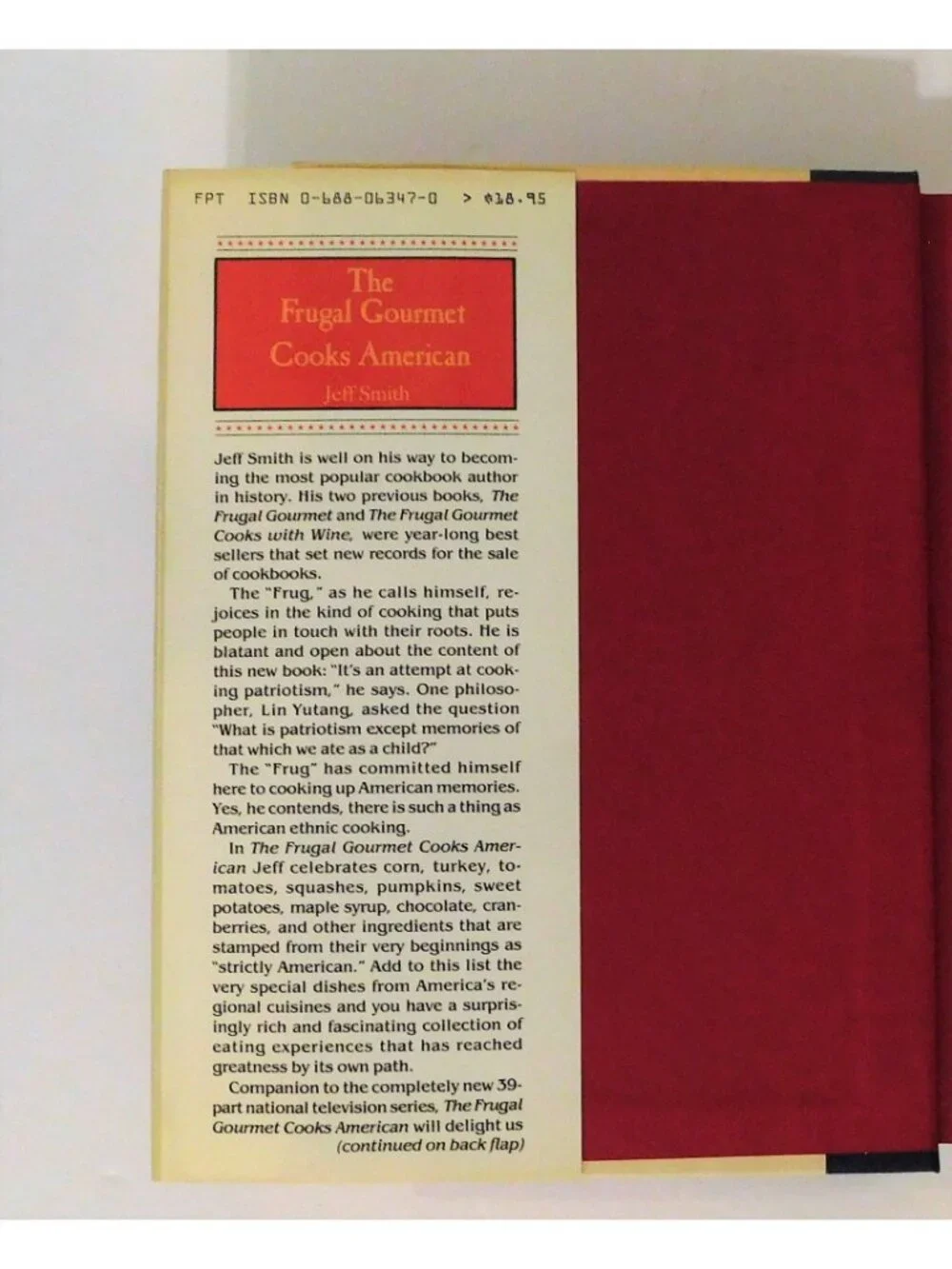 The Frugal Gourmet Cooks American by Jeff Smith 1987 Cookbook Recipes HBDJ